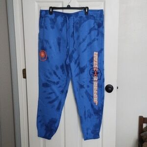 Jeffree Star Blue Tie-Dye Track Pants with Orange Logo